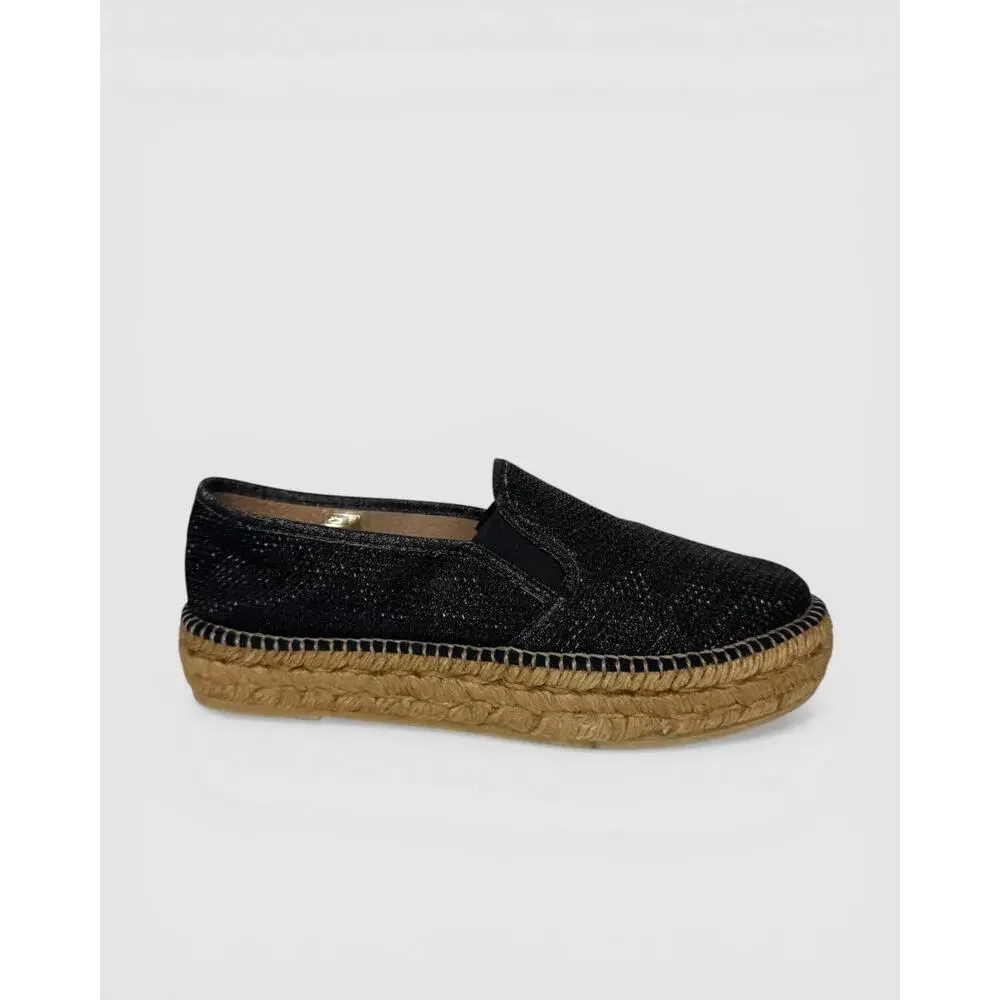 Gaimo Black Sparkle Slip On Espadrilles